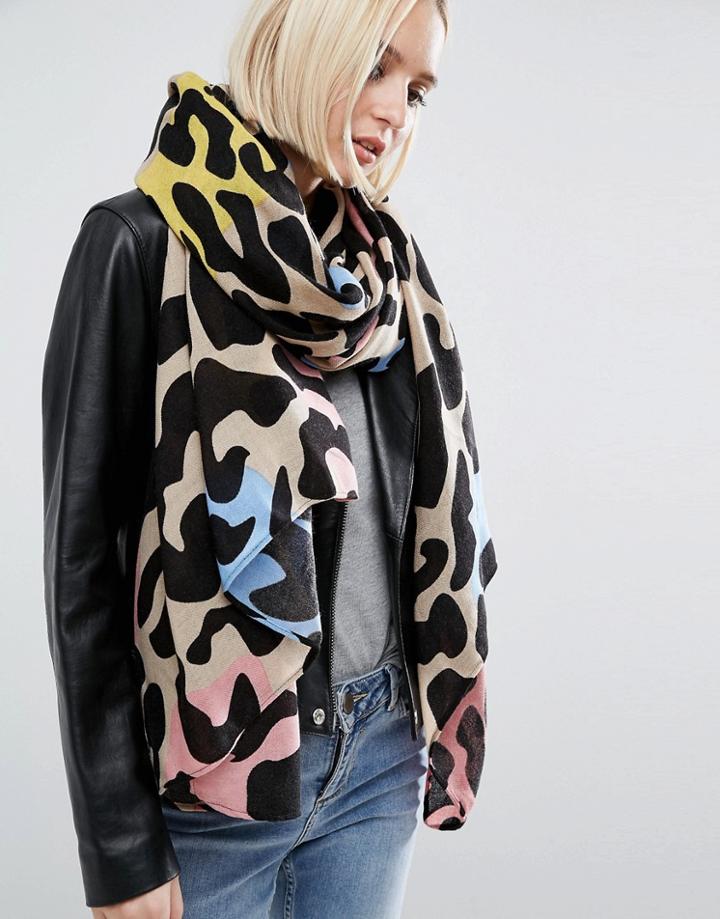 Asos Oversized Multi Leopard Print Scarf - Multi
