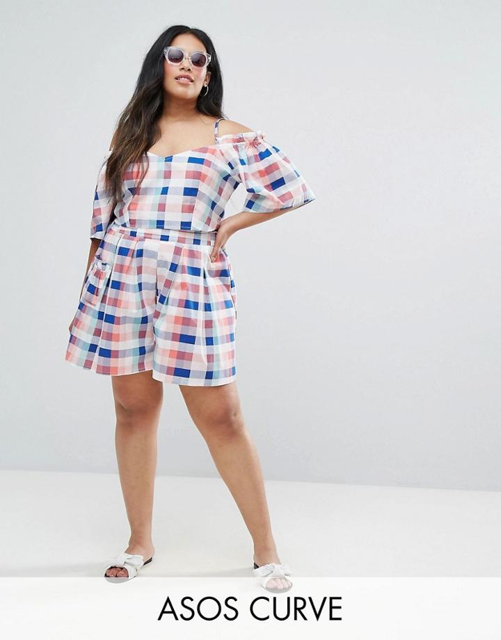 Asos Curve Summer Check Gingham Short Co-ord - Multi