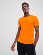 J Lindeberg Large Logo Crew Neck T-shirt In Orange - Orange