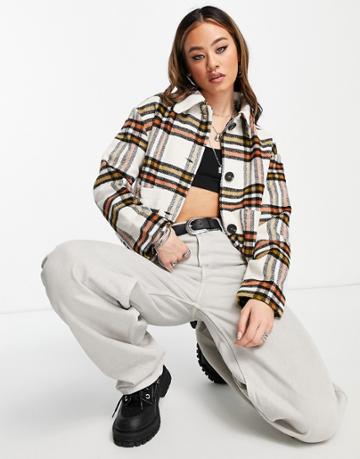 Violet Romance Trucker Jacket In Check-multi