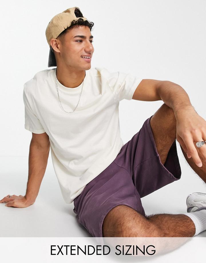 Asos Design T-shirt With Crew Neck In Cream-white