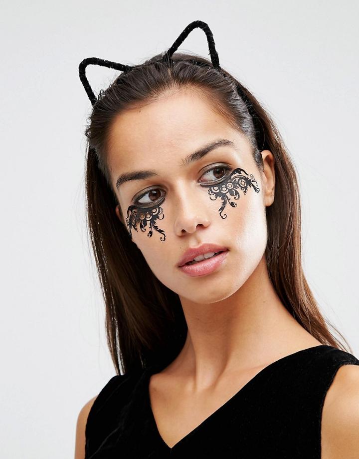 Johnny Loves Rosie Halloween Katy Black Fine Fur Cat Ear Headband - Black