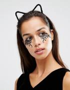 Johnny Loves Rosie Halloween Katy Black Fine Fur Cat Ear Headband - Black
