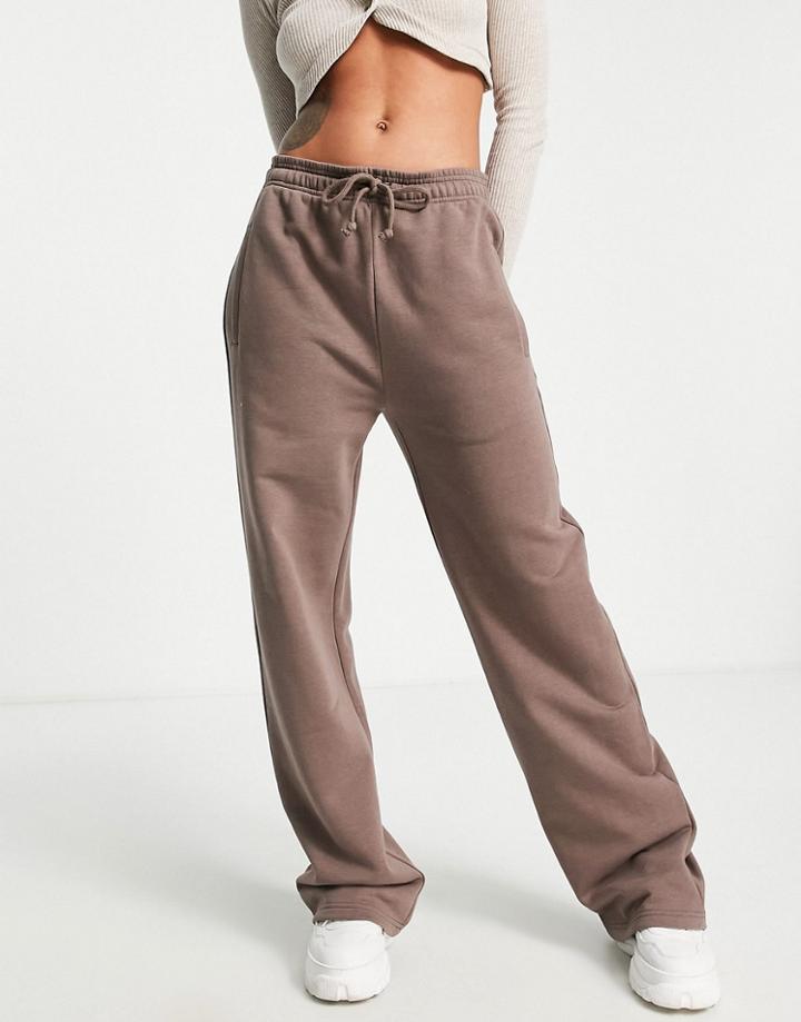 Topshop Straight Leg Sweatpants In Cool Chocolate-brown