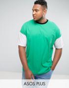 Asos Plus Oversized T-shirt In Bright Color Block - Green