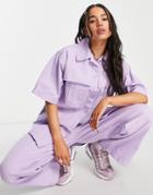 Topshop Lightweight Short Sleeve Casual Shirt In Lilac - Part Of A Set-yellow