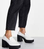 Truffle Collection Wide Fit Platform Loafers In White-brown