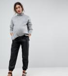 Asos Maternity Low Rise Track Pant In Soft Leather Look - Black