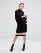 New Look Contrast Hem Skirt - Black