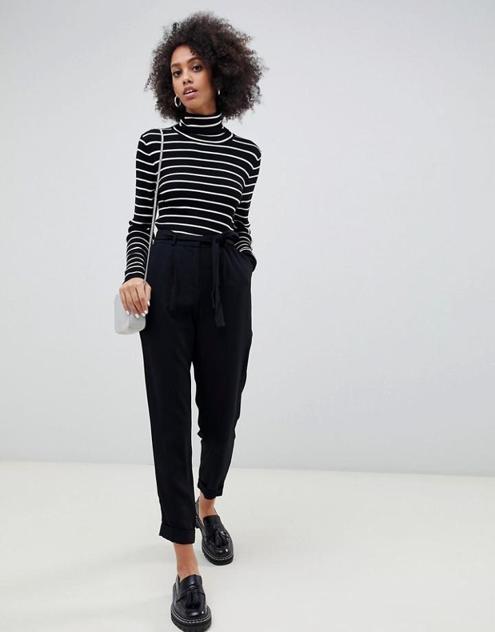 Asos Design Woven Peg Pants With Obi Tie-black