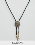 Reclaimed Vintage Necktie Necklace With Coin Pendant - Gold