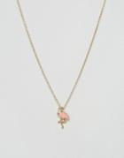 Asos Pink Flamingo Necklace - Gold