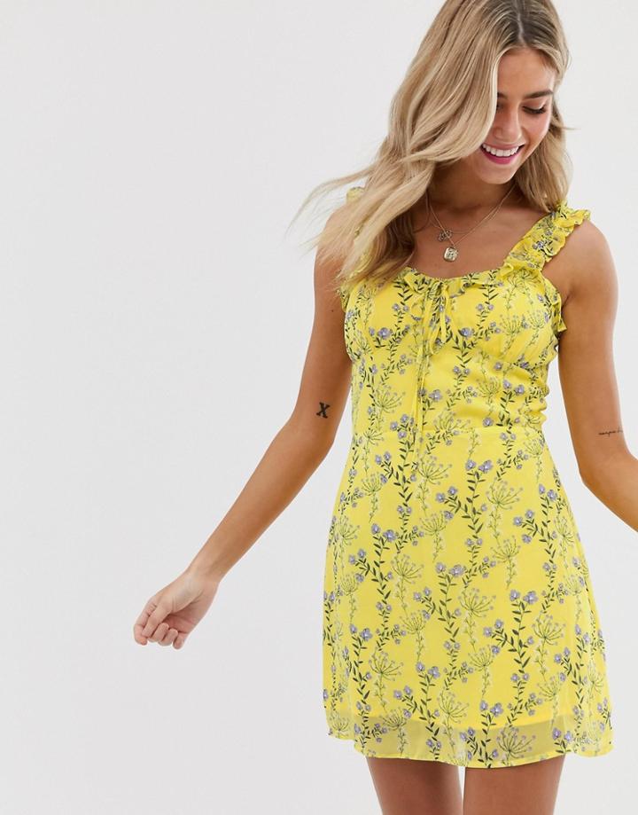 Wild Honey Mini Dress In Vintage Floral - Yellow