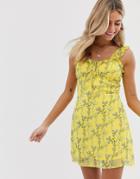 Wild Honey Mini Dress In Vintage Floral - Yellow
