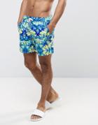 Another Influence Palm Tree Print Swim Shorts - Blue