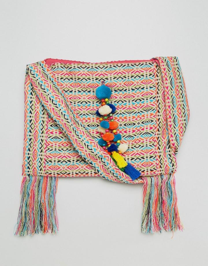America & Beyond Vibrant Jacquard Sling Bag - Orange