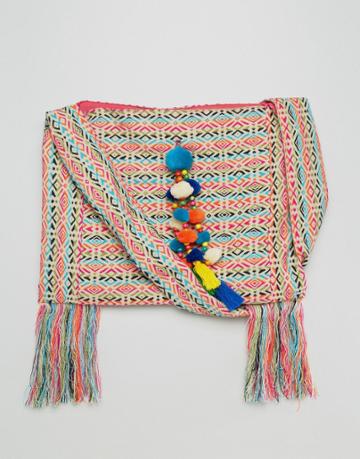 America & Beyond Vibrant Jacquard Sling Bag - Orange