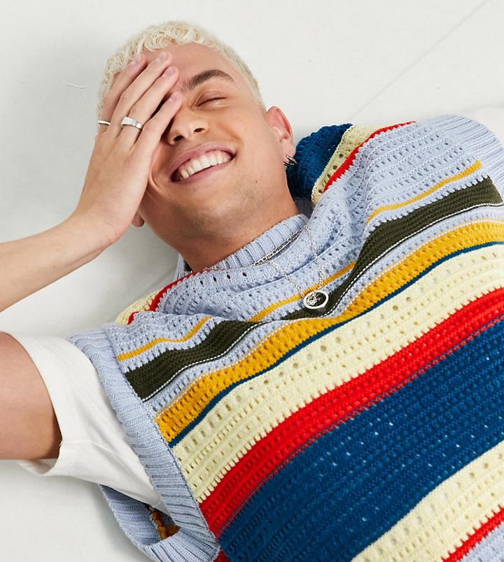 Collusion Crochet Striped Tank-multi