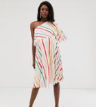 Asos Maternity Striped One Shoulder Pleated Crop Top Midi Dress-multi