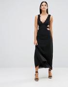 Club L Lace Maxi Dress With Cut Out Detail - Black
