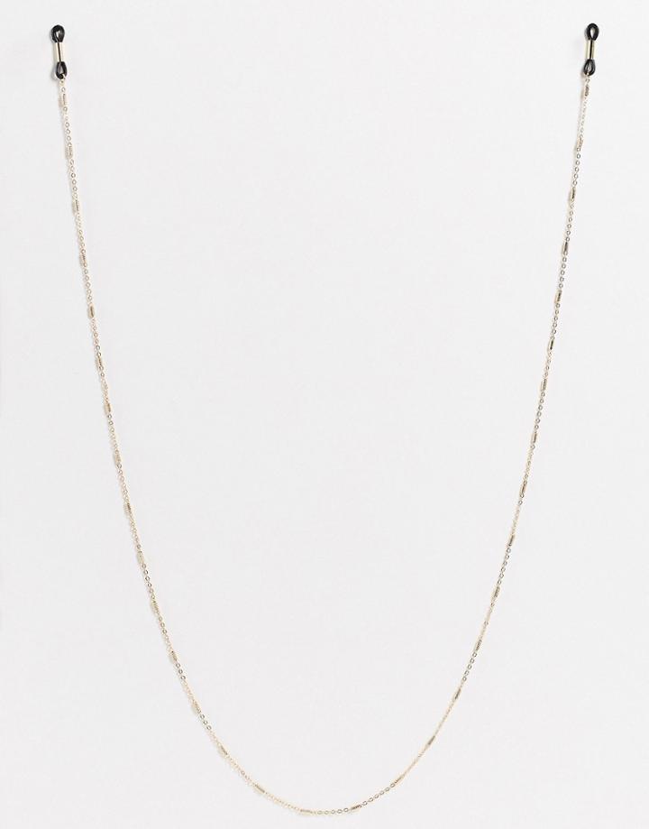 Asos Design Sunglasses Chain With Tube Detail In Gold Tone-multi