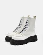 Topshop Verity White Chunky Lace Up Boots