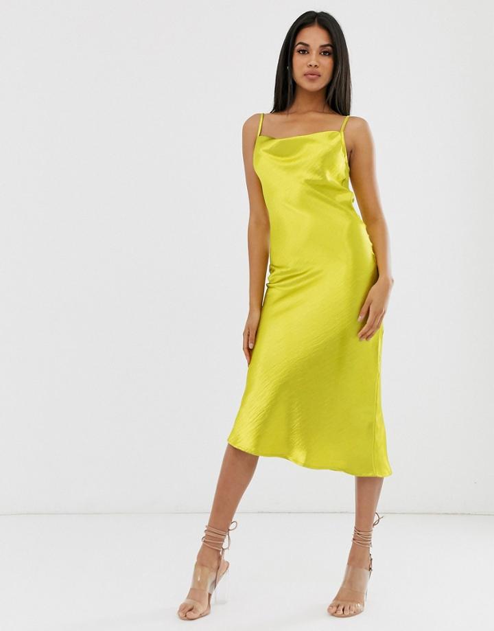 Club L Cowl Neck Satin Maxi Dress - Yellow