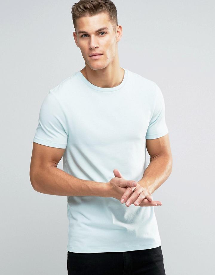 Asos Muscle T-shirt With Crew Neck In Blue - Blue