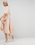 Asos White Square Panel Soft Midi Dress - Beige
