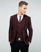 Asos Super Skinny Texture Blazer In Red - Red