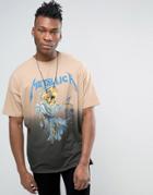 Asos Metallica Super Oversized Band T-shirt With Bleach Dip Dye - Gray
