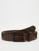 Asos Smart Leather Belt In Brown Snakeskin - Brown