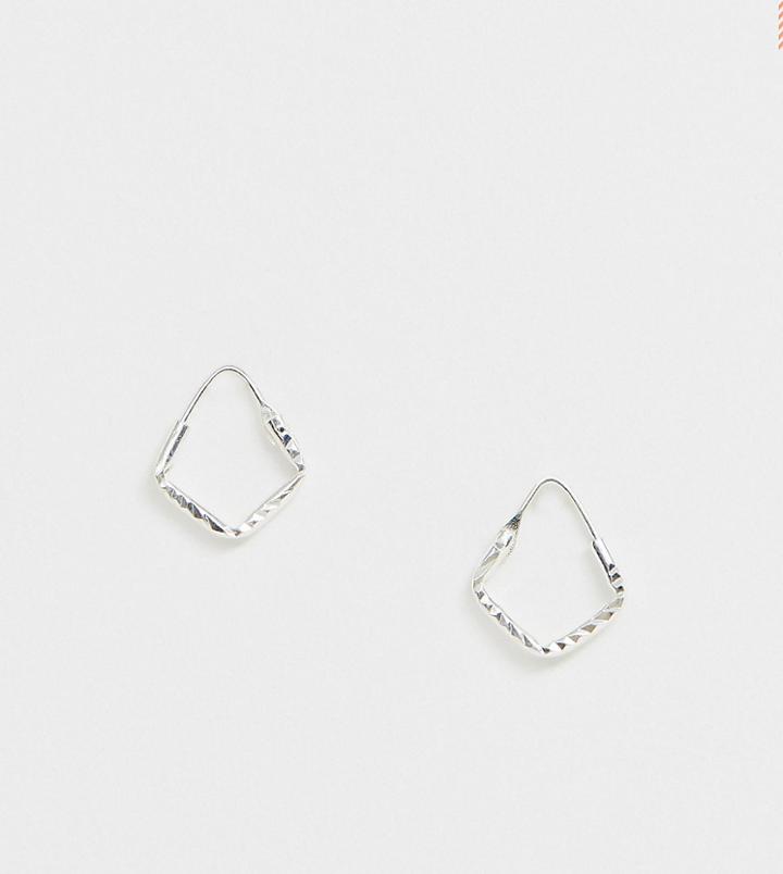 Kingsley Ryan Sterling Silver Etched Geometric Hoop Earrings - Silver