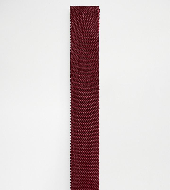 Heart & Dagger Knitted Tie In Burgundy - Red