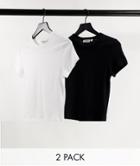 Weekday Forever Cotton 2 Pack T-shirts In Black And White-multi