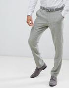 Asos Design Wedding Skinny Suit Pants In Khaki Cross Hatch - Green
