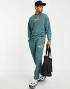 Asos Daysocial Oversized Sweatshirt With Logo Print In Teal Blue - Part Of A Set