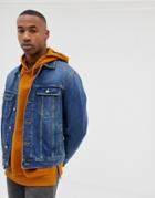 Asos Design Oversized Denim Jacket In Mid Wash