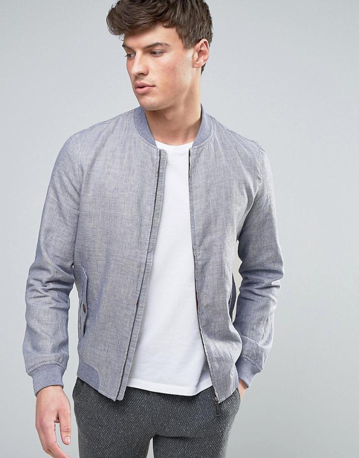 Ted Baker Linen Bomber - Blue