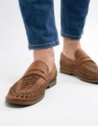 New Look Faux Leather Woven Loafers In Tan - Tan