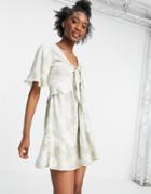 Influence Beach Dress In Sage Green Tie Dye