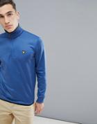 Lyle & Scott Golf Wick 1/4 Zip Mid Layer Fleece Backed Tricot Sweater In Steel Blue - Blue