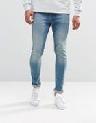 Asos Super Skinny Jeans In 12.5oz In Light Blue - Light Blue