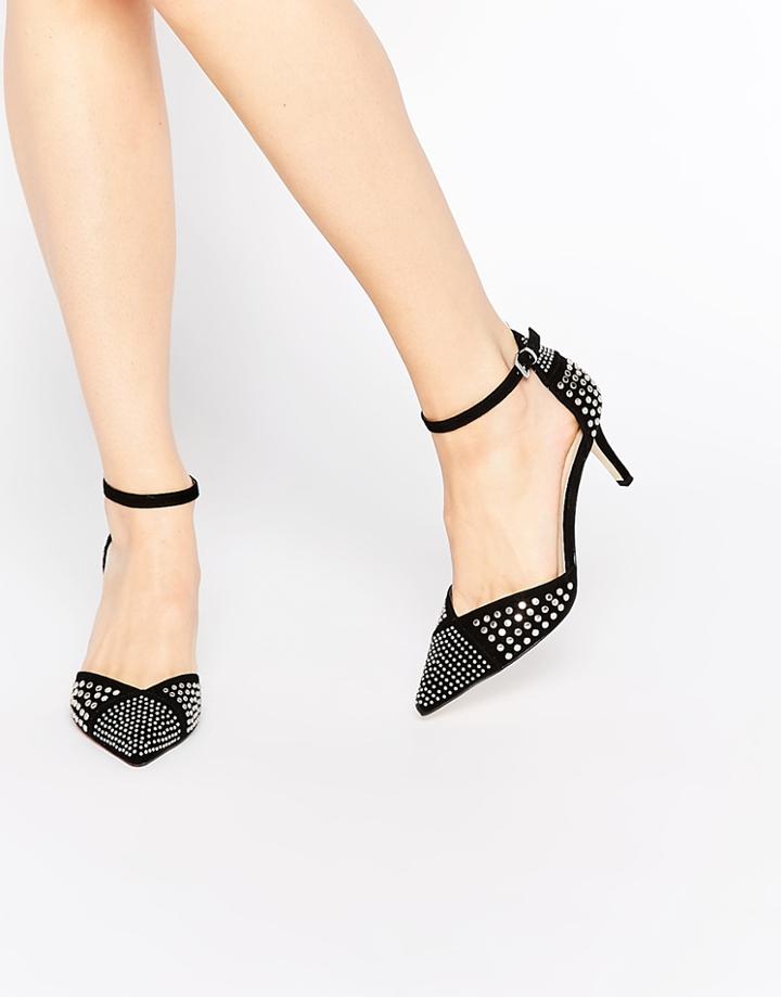 Asos Super Sonic Studded Pointed Heels - Black