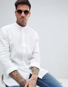 Hugo Slim Fit Grandad Collar Shirt In White - White