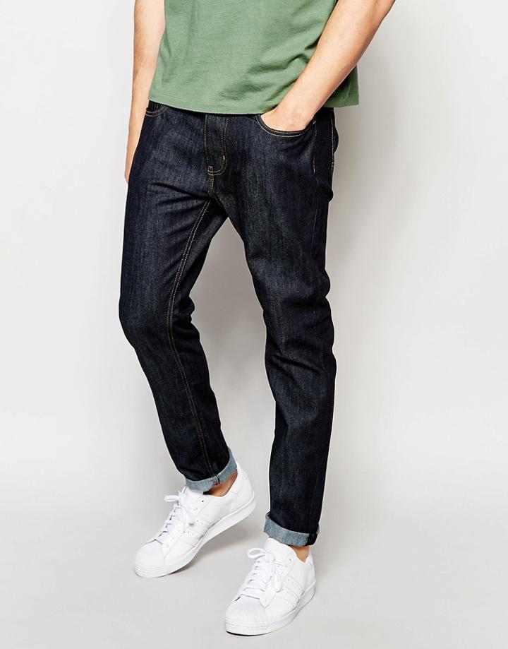 Threadbare Riley Skinny Jeans In Raw Wash - Blue