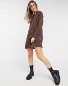 Asos Design Oversized Long Sleeve T-shirt Dress In Chocolate Brown