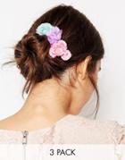 Asos Pack Of 3 Pastel Rose Hair Clips - Multi