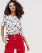 Brave Soul Swoop Top In Bird Print-multi