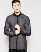 Minimum Shirt With Contrast Collar In Regular Fit - Gray